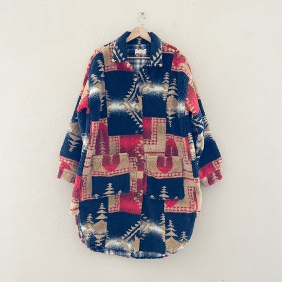 Anthropologie Pilcro Leopard Duster Jacket Sherpa Southwestern Country Boho Med - Picture 4 of 16